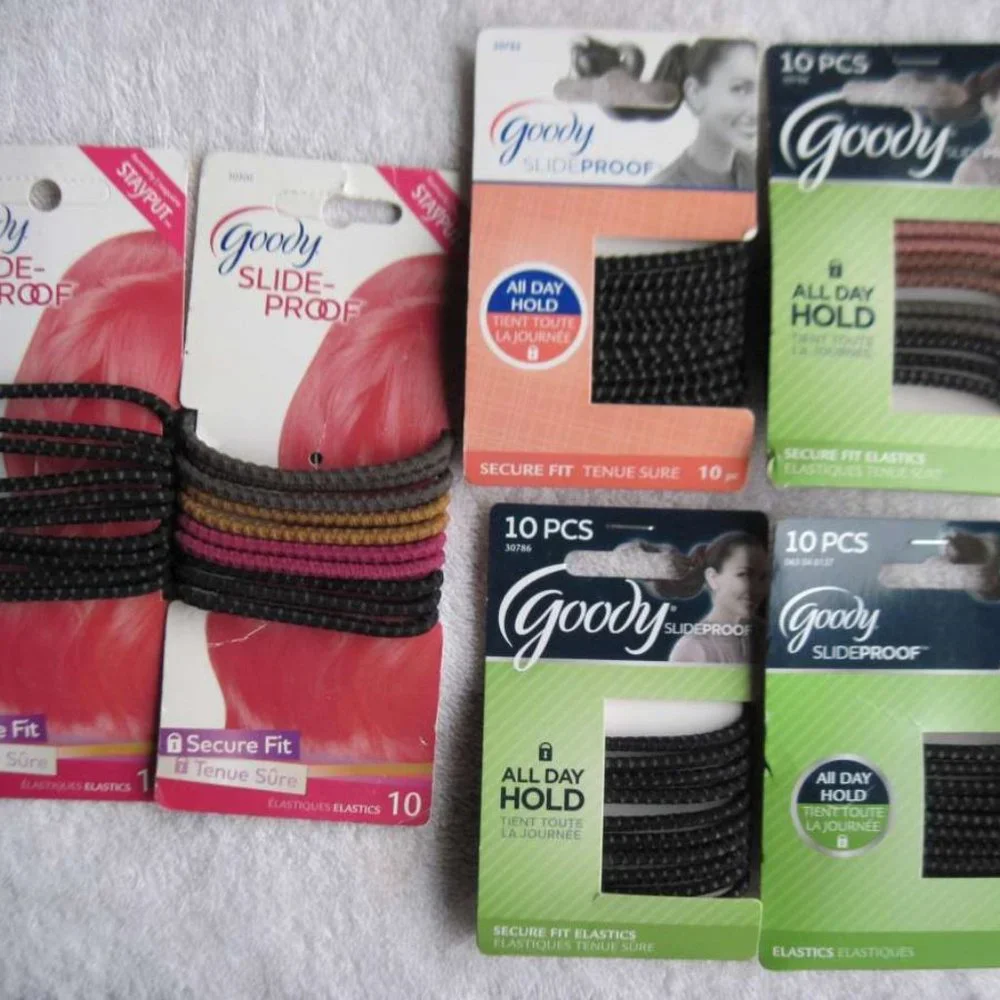 10 Black 2011 Goody Ouchless Stay Put Ponytailer Hair Bands No Metal Elastics